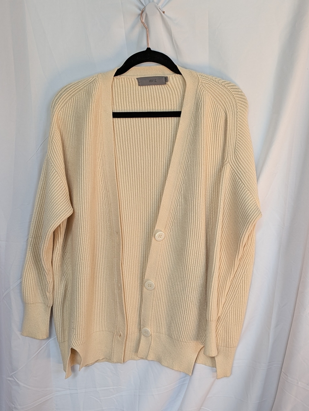 Jolie Cream Ribbed Button-Up Cardigan